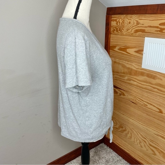 Madewell Texture & Thread Modern Tie-Front Top in Heather Pelican Grey Medium - Picture 3 of 10
